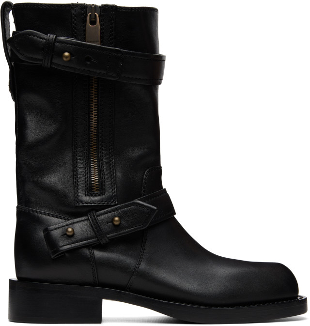 Burberry: Black Kent Biker Boots | SSENSE