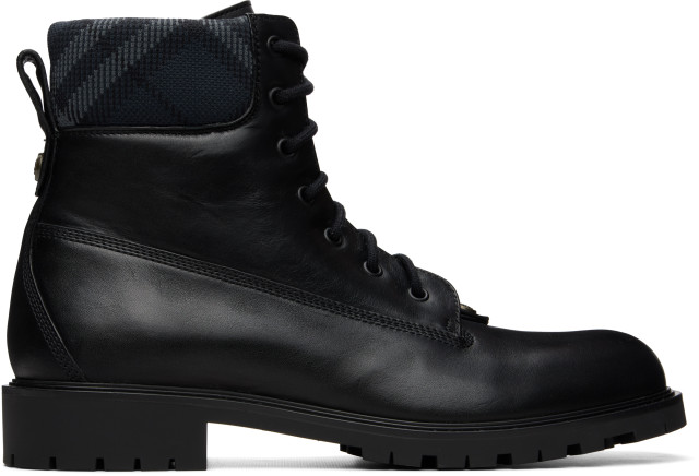 Burberry: ブラック Durham レザー ブーツ | SSENSE 日本
