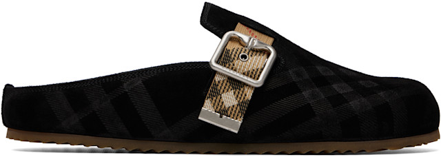 Burberry: Black Check Suede Urchin Loafers | SSENSE