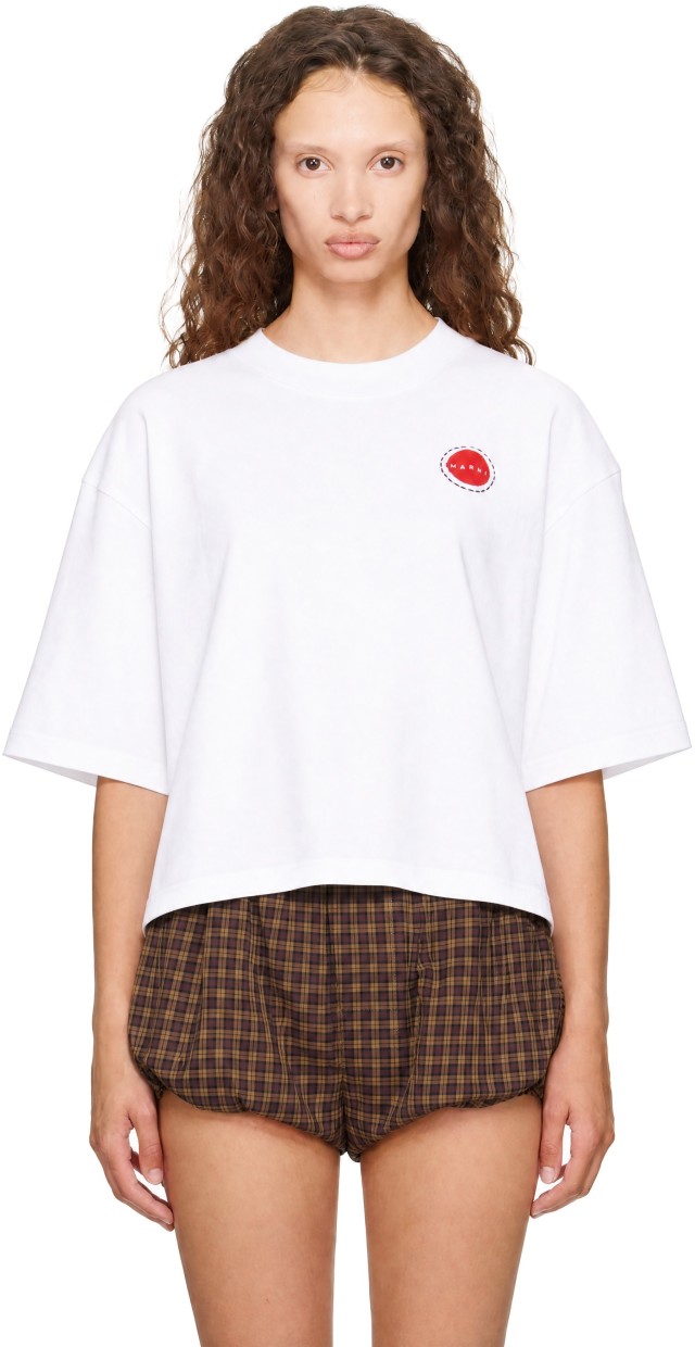 Marni: White Cropped T-shirt | SSENSE Canada