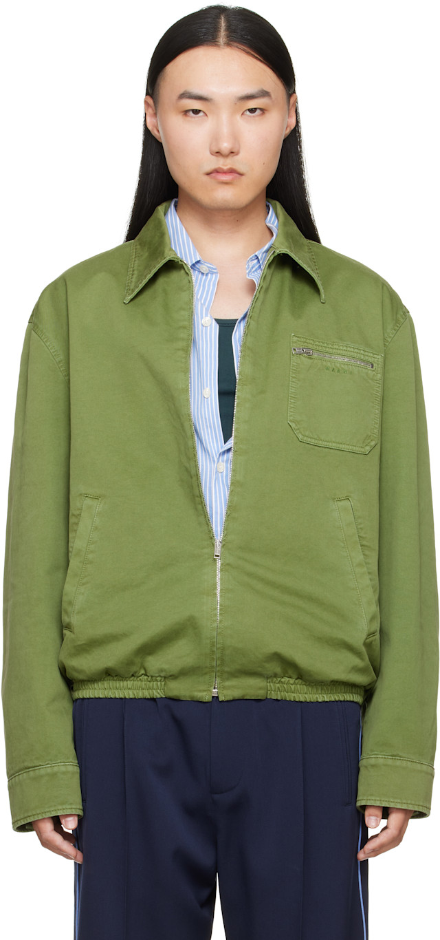 Marni: Green Zip Jacket | SSENSE