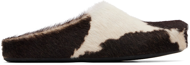 Marni: White & Brown Fussbett Sabot Slip-on Loafers | SSENSE Canada