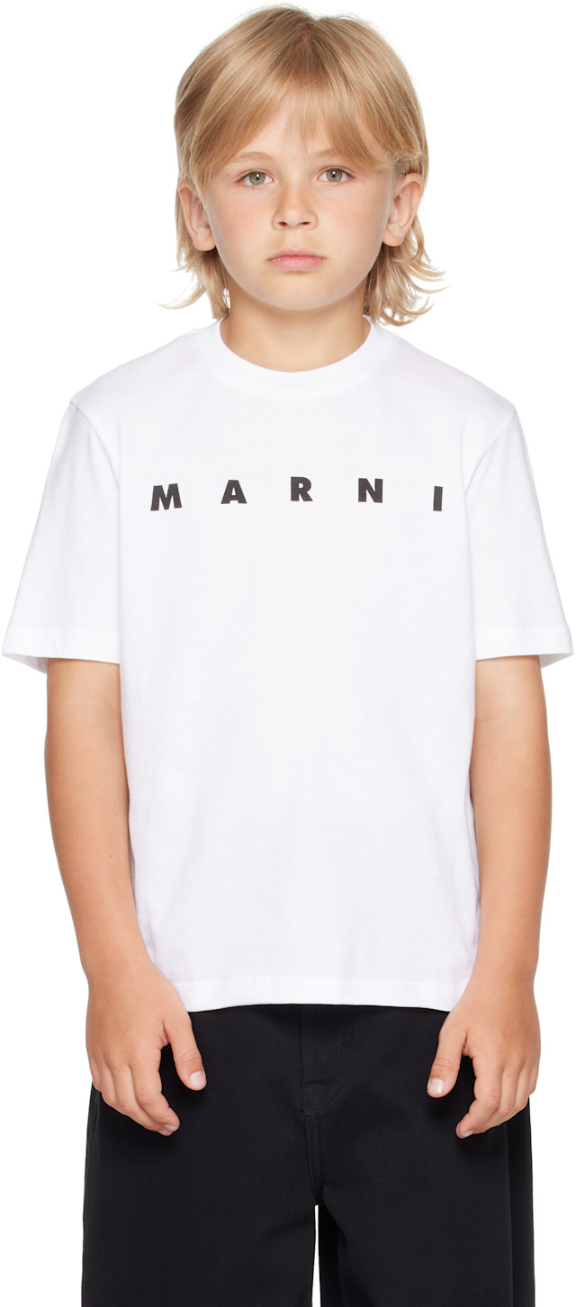 MARNI ホワイト ロゴプリント Tシャツ　12y Marni: Kids White Printed-Logo T-shirt | SSENSE