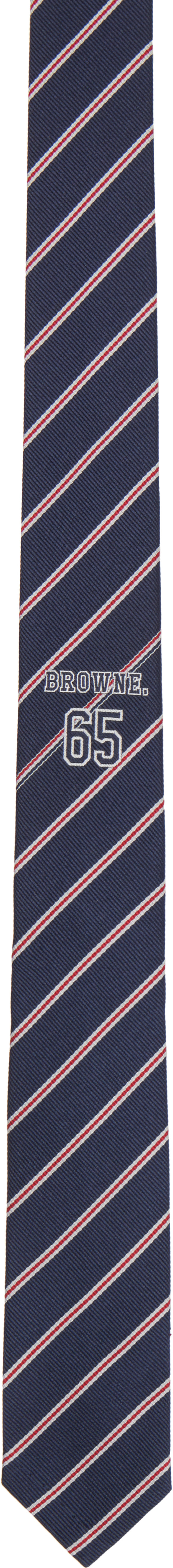 Thom Browne: ネイビー 'Browne 65' ジャカード ネクタイ | SSENSE 日本
