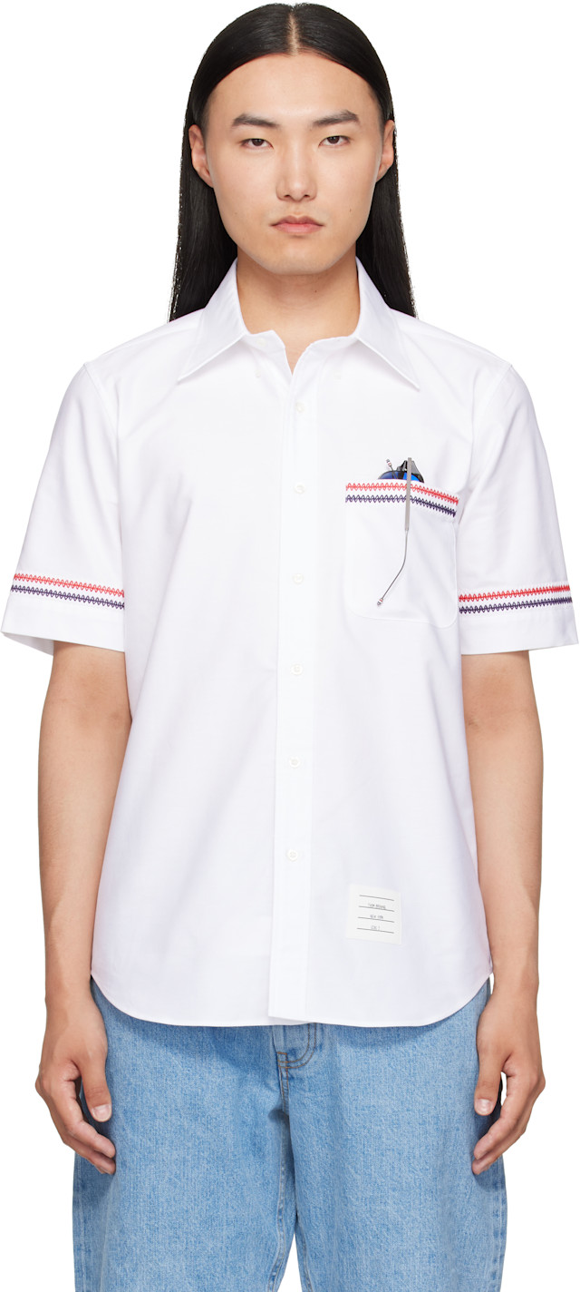 Thom Browne: ホワイト Straight Fit オックスフォードシャツ | SSENSE
