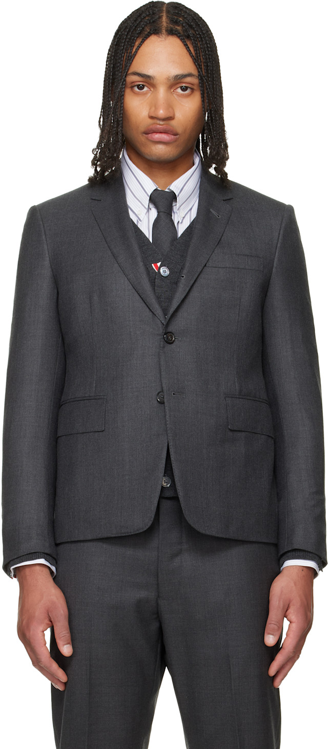 Thom Browne: Gray Super 120s Twill High Armhole Sportcoat | SSENSE