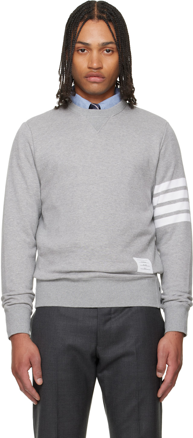Thom Browne: Gray Classic Loopback 4-Bar Sweatshirt | SSENSE