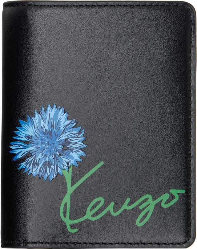 Kenzo: Black Kenzo Paris 'KENZO Tulip' Bifold Wallet | SSENSE