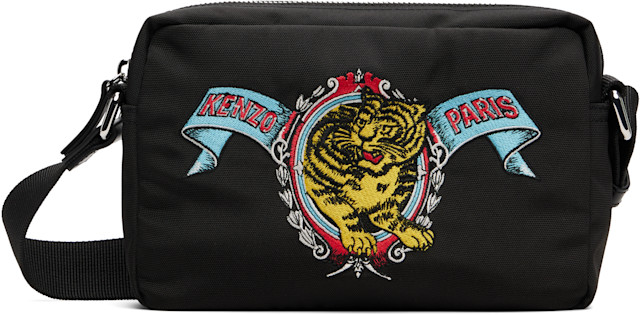 Kenzo: Black Kenzo Paris 'KENZO Jumping Tiger' Crossbody Bag | SSENSE