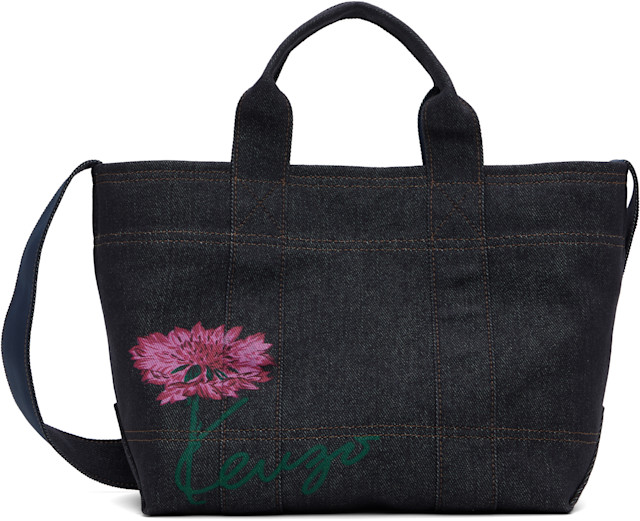 Kenzo: ネイビー スモール Kenzo Paris 'Kenzo Tulip' トートバッグ