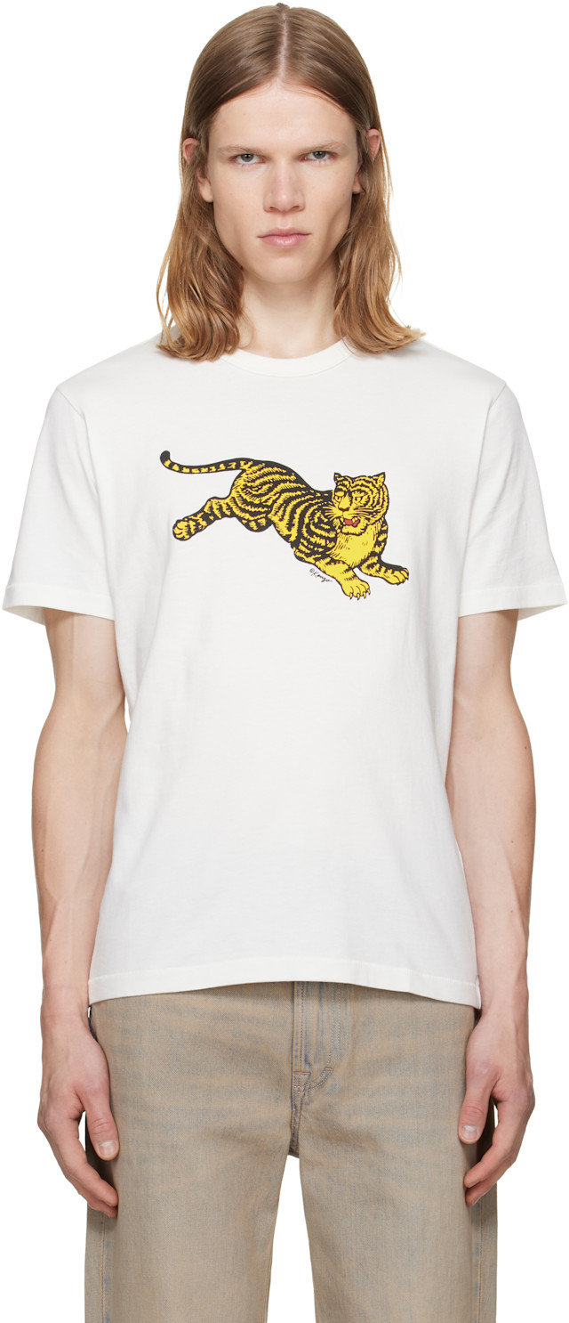 Kenzo: White Kenzo Paris 'KENZO Jumping Tiger' Slim T-shirt | SSENSE