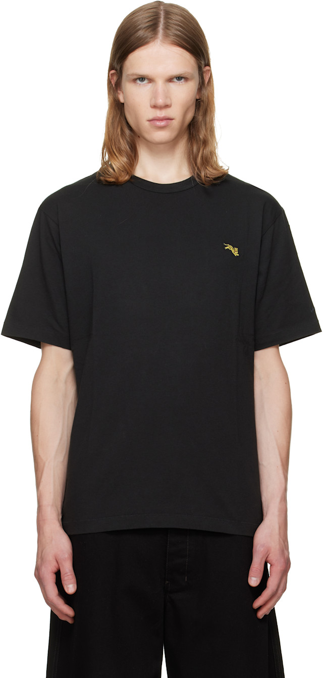 KENZO Paris Tシャツ ブラック XL Kenzo: Black Kenzo Paris 'KENZO Jumping Tiger' Embroidered T-shirt