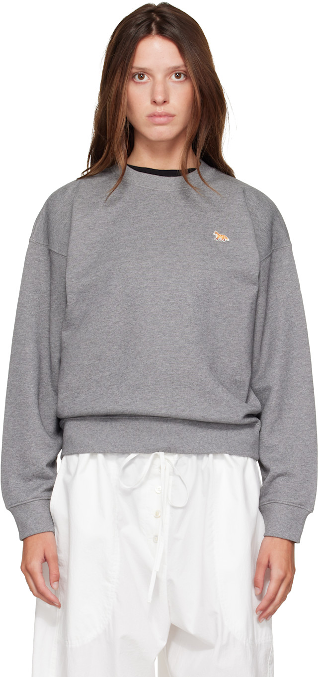 Maison Kitsuné: Gray Baby Fox Comfort Sweatshirt | SSENSE