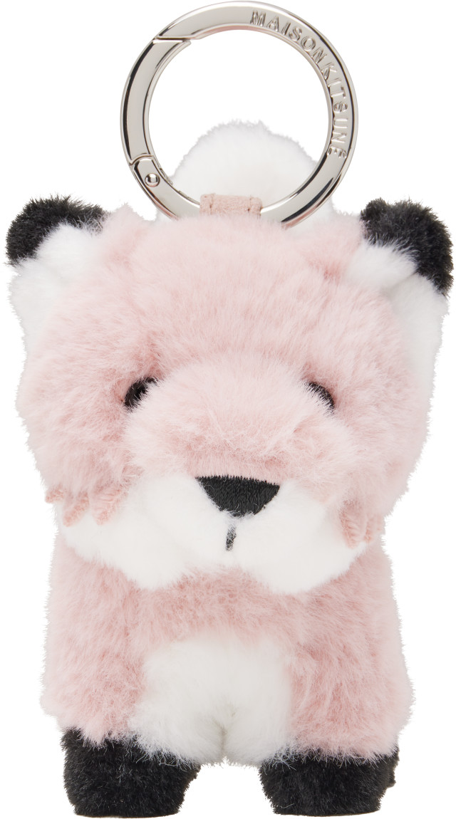 MAISON KITSUNÉ フォックスバックチャーム Maison Kitsuné: ピンク フォックス バッグチャーム | SSENSE 日本