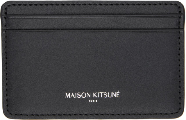 Maison Kitsuné: Black 'Maison Kitsune Paris' Card Holder | SSENSE
