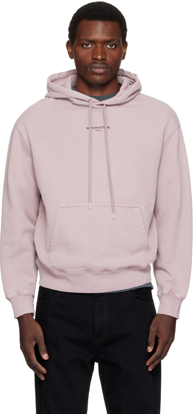Maison Kitsuné: Purple 'Maison Kitsuné Paris' Faded Comfort Hoodie