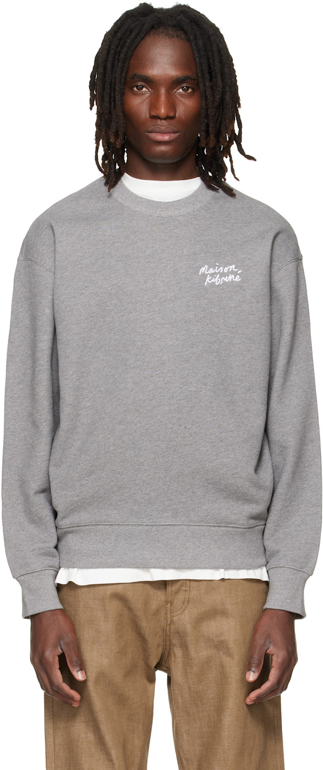 Maison Kitsuné: Gray Handwriting Comfort Sweatshirt | SSENSE China