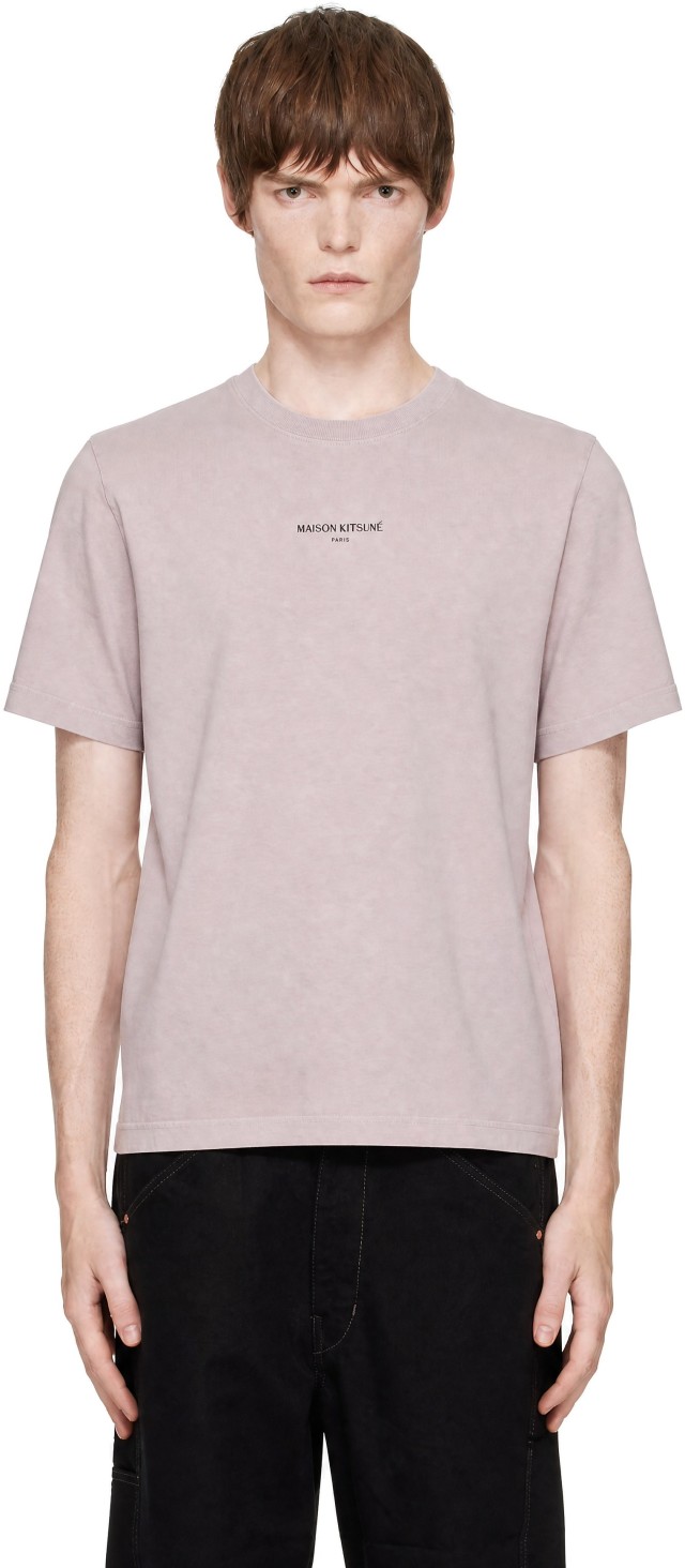 Maison Kitsuné: Pink 'Maison Kitsune Paris' Faded Comfort T-shirt