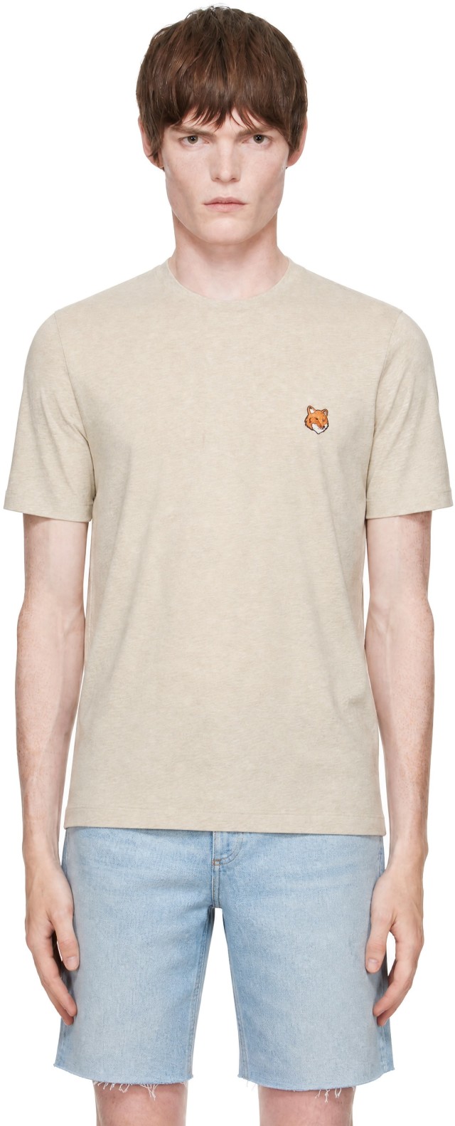 Maison Kitsuné: Beige Fox Head Regular T-shirt | SSENSE