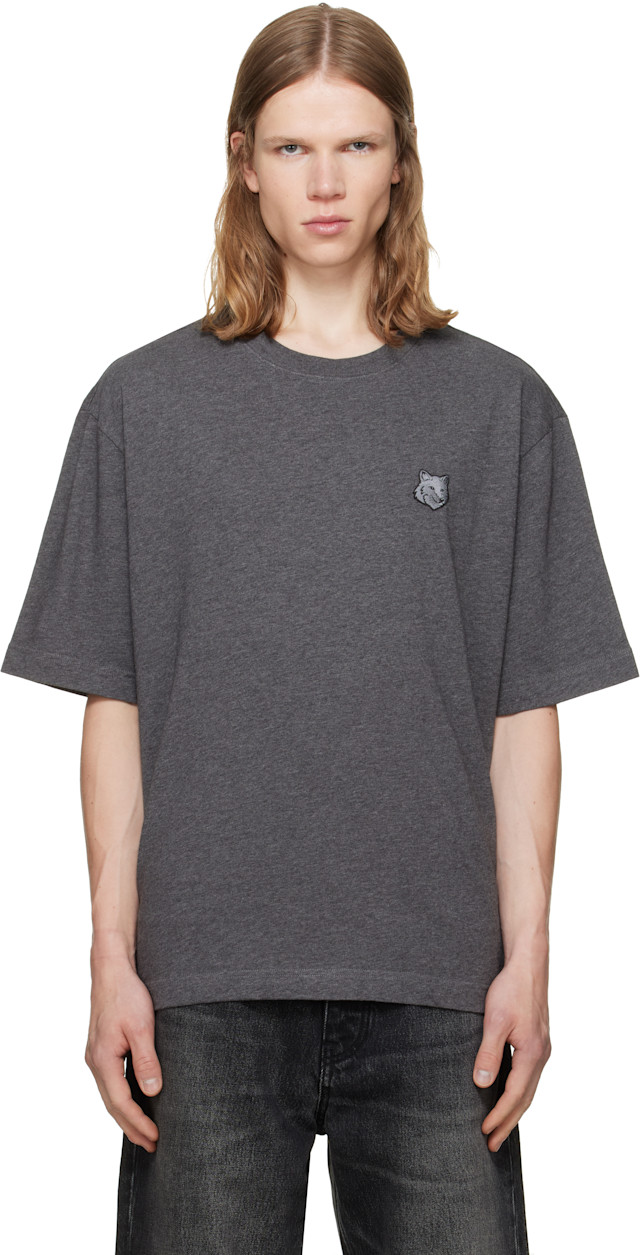 Maison Kitsuné: Gray Fox Head Oversize T-shirt | SSENSE