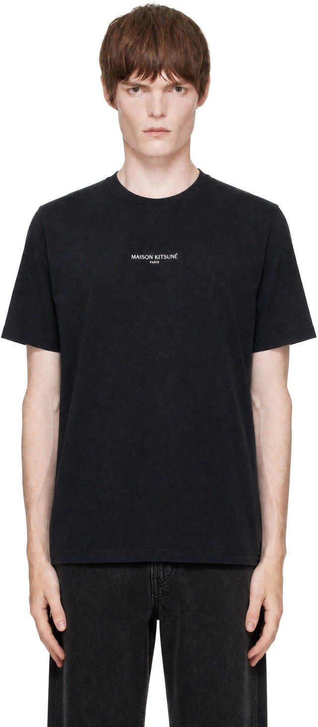 Maison Kitsuné: Black 'Maison Kitsune Paris' Faded Comfort T-shirt