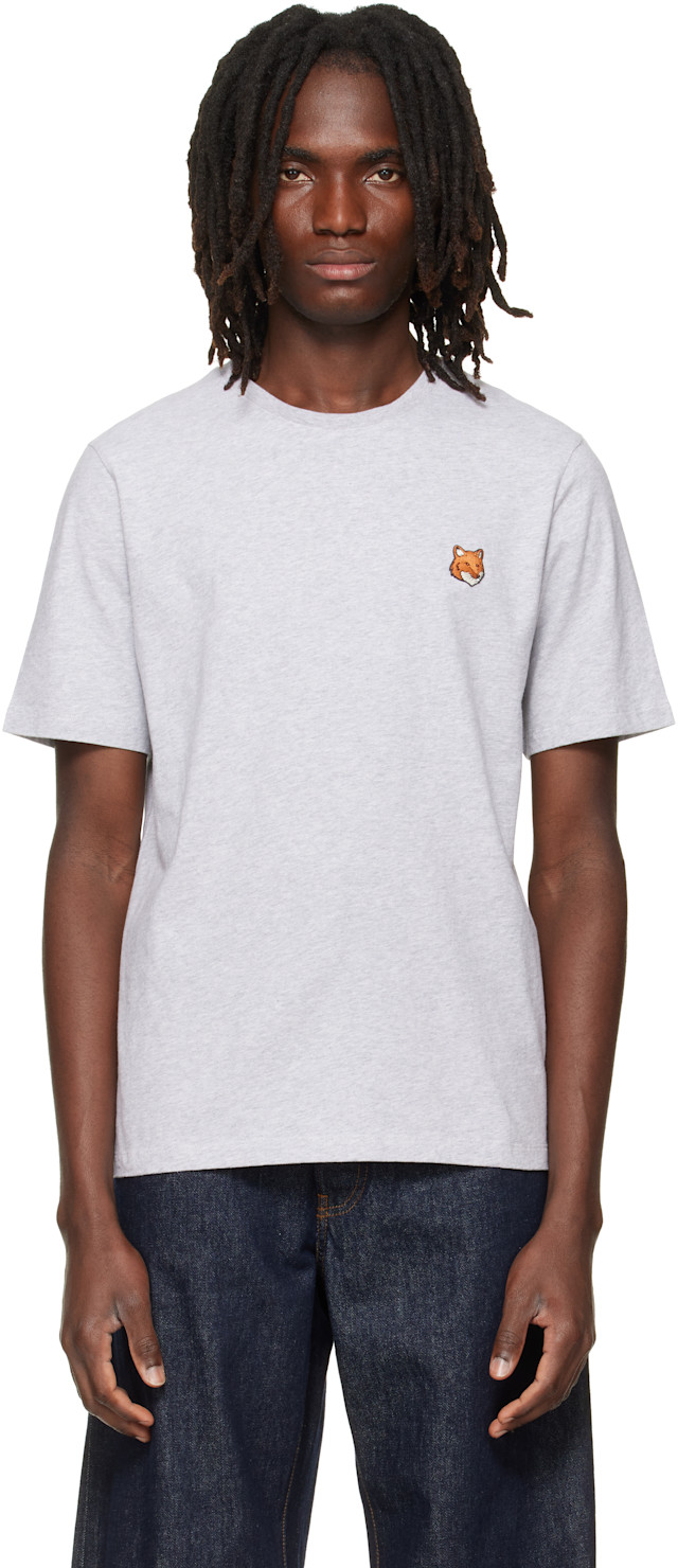 Maison Kitsuné: グレー フォックスヘッド レギュラー Tシャツ