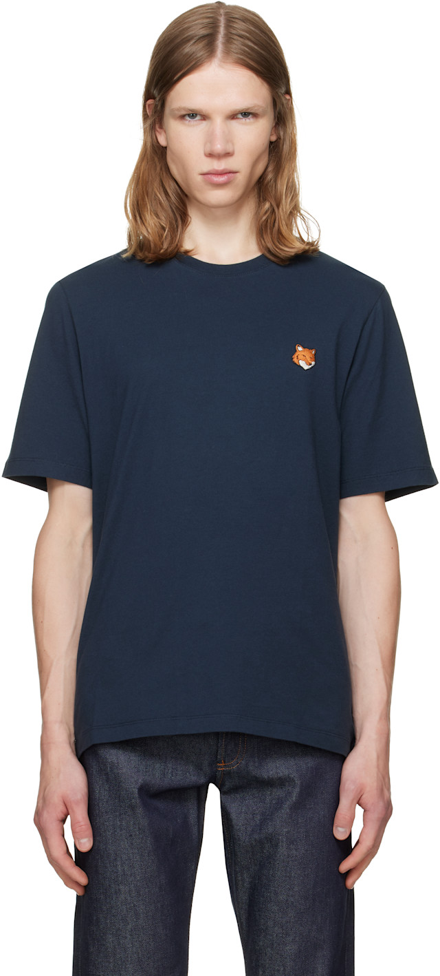 Maison Kitsuné: Navy Fox Head Regular T-shirt | SSENSE