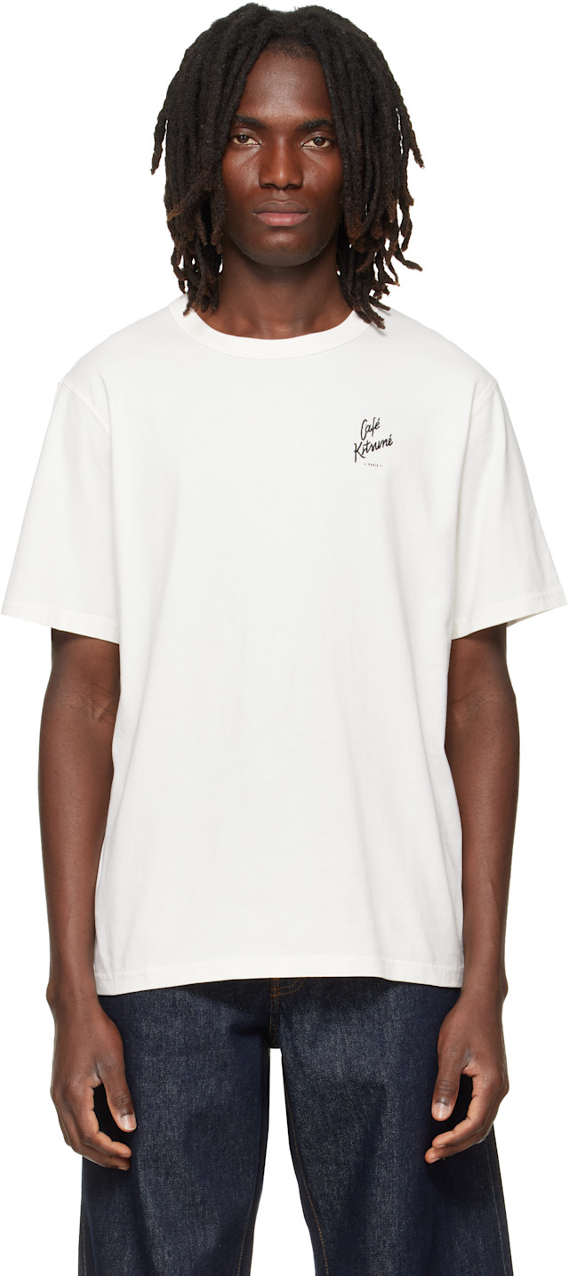 Maison Kitsuné: Off-White 'Café Kitsune' Relax T-shirt | SSENSE