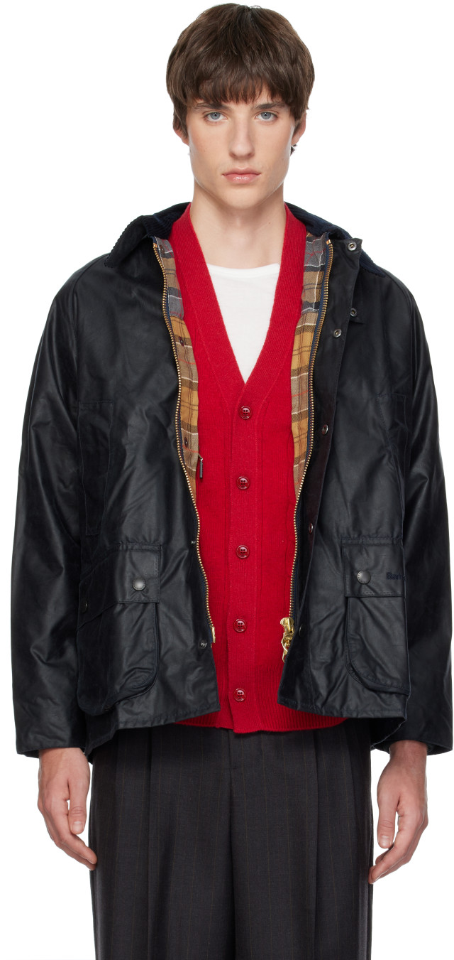 Barbour ワックスドジャケット 40サイズ ネイビー 【早い者勝ち】 Barbour: ネイビー Bedale ワックス ジャケット | SSENSE 日本