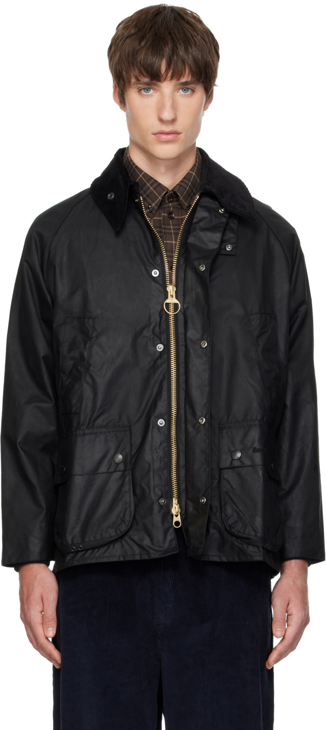 Barbour: ブラック Bedale ワックス ジャケット | SSENSE 日本