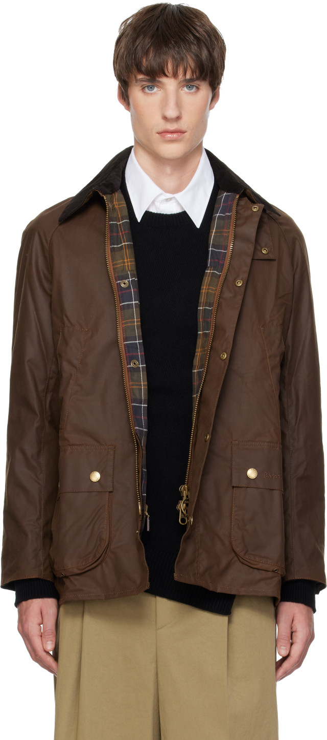 Barbour: ブラウン Ashby ワックス ジャケット | SSENSE 日本