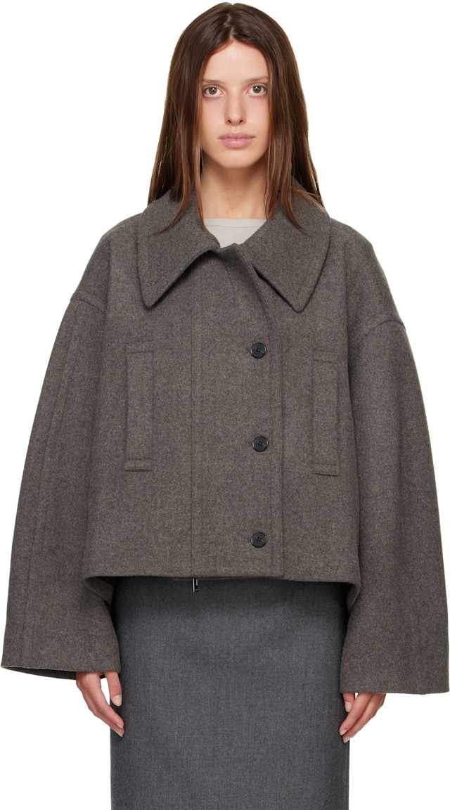 R2W: グレー Palma Wool Cash Double ショートジャケット | SSENSE 日本
