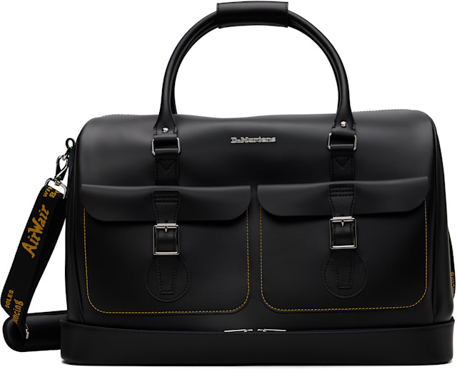 Dr. Martens: Black Smooth Leather Weekender Bag | SSENSE