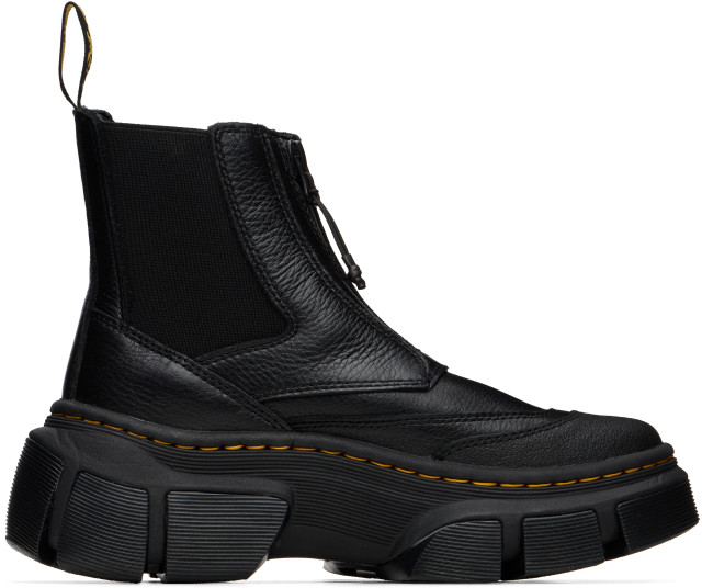 Dr. Martens: Black DMXL Zip Leather Chelsea Boots | SSENSE