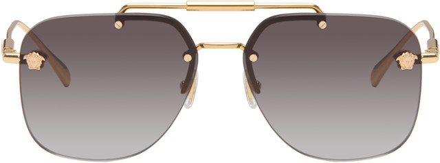 Versace: Gold Aviator Sunglasses | SSENSE display picture 2