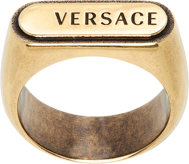 ト*ん様 VERSACE ロゴリング サイズ25 Versace: Logo Tag Ring | SSENSE