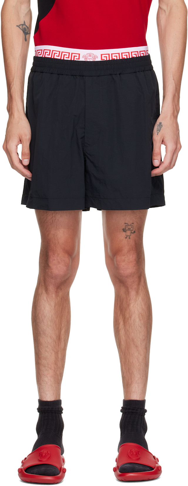 Versace: Black Soft Wrinkled Shorts | SSENSE