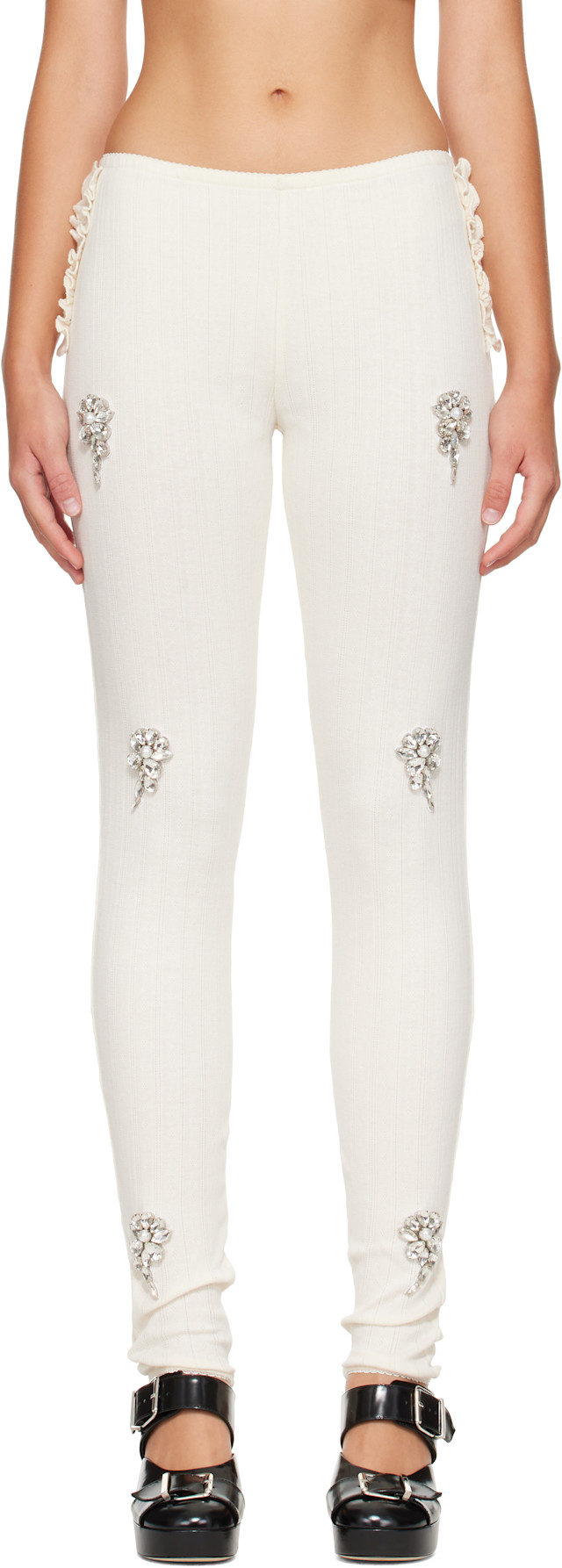 Simone Rocha: Off-White Embellished Pointelle Ruffle Frill