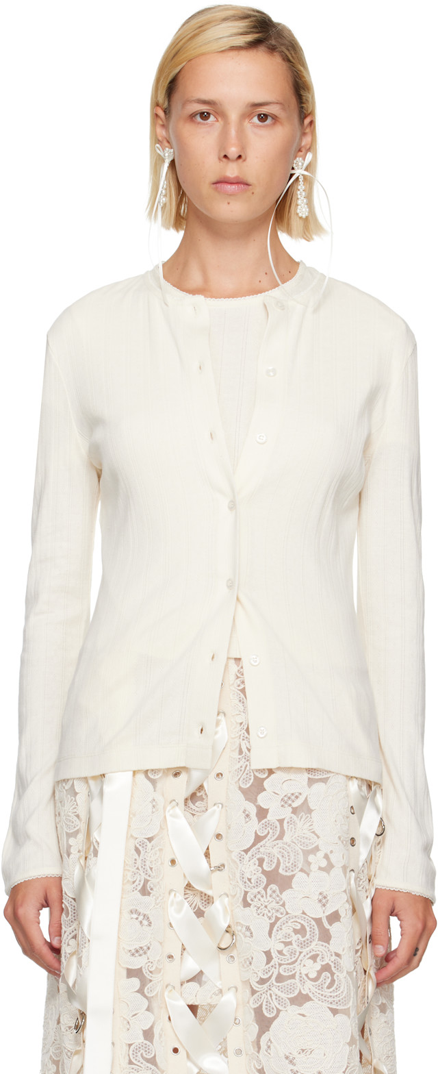 Simone Rocha: Off-White Pointelle Cardigan | SSENSE