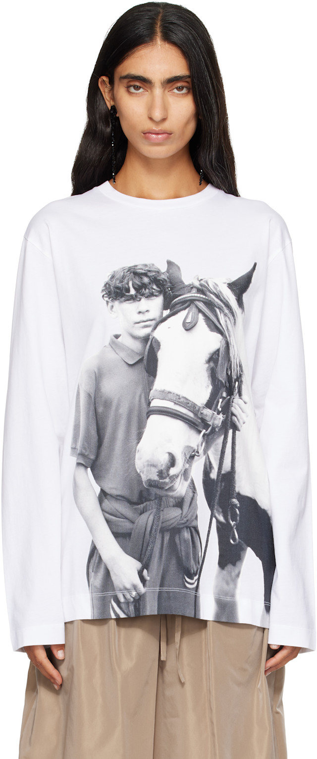 Simone Rocha: White 'Pony Kid' Print T-shirt | SSENSE