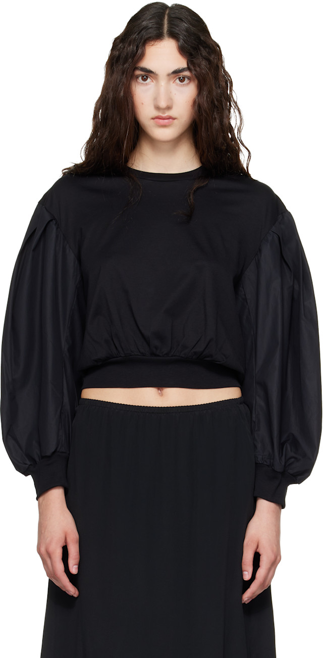 Simone Rocha: Black Puff Sleeve Balloon Long Sleeve T-shirt | SSENSE