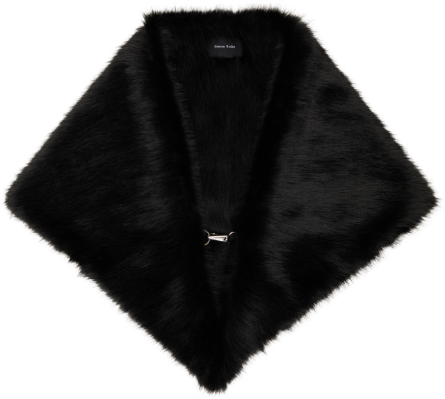 Simone Rocha: Black Faux-Fur Clip Scarf | SSENSE