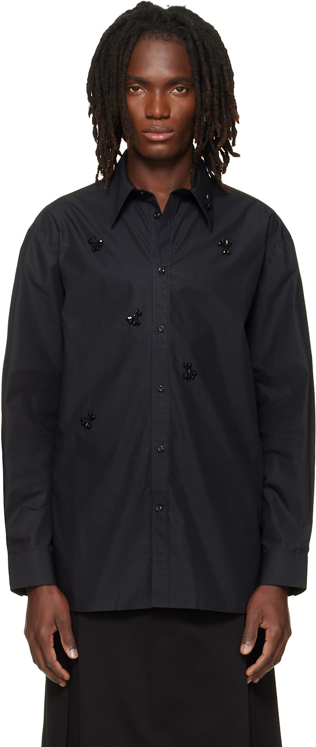 Simone Rocha: Black Turbo Beaded Easy Shirt | SSENSE