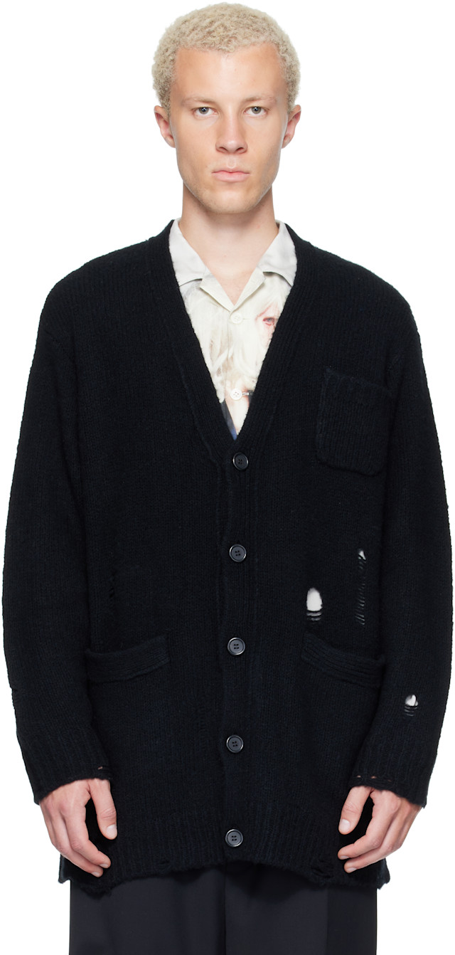 Undercover 06ss T期　再構築　カーディガン UNDERCOVER: ブラック ディストレス カーディガン | SSENSE 日本