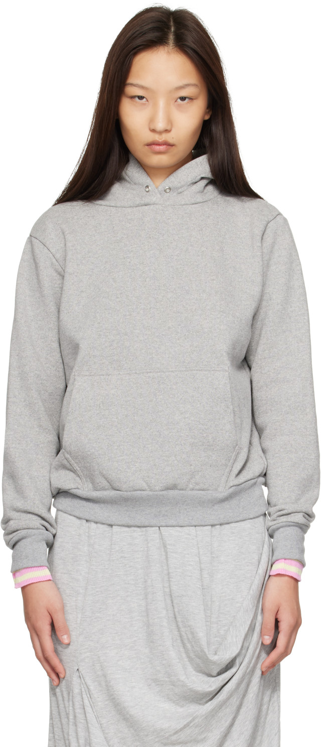 トップス ss24 ans dotsloevner balloon hoodie S Ans Dotsloevner: Gray Balloon Pull-Over Hoodie | SSENSE
