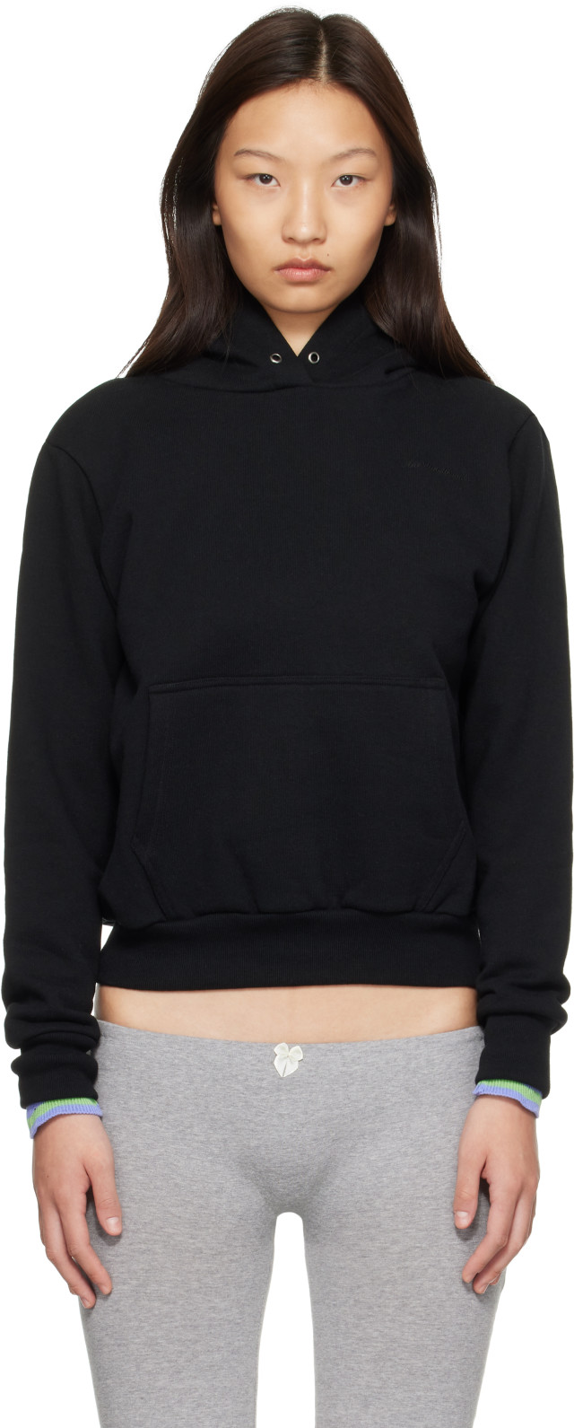トップス ss24 ans dotsloevner balloon hoodie S Ans Dotsloevner: Black Balloon Pull-Over Hoodie | SSENSE Canada