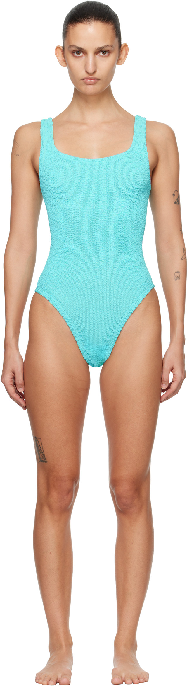 HunzaG水着 セパレート 水色 Hunza G: Blue Coverage Square Neck Swimsuit | SSENSE