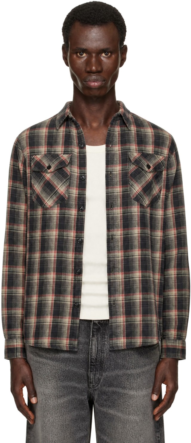 RRL: グレー＆レッド チェック スポーツ シャツ | SSENSE 日本