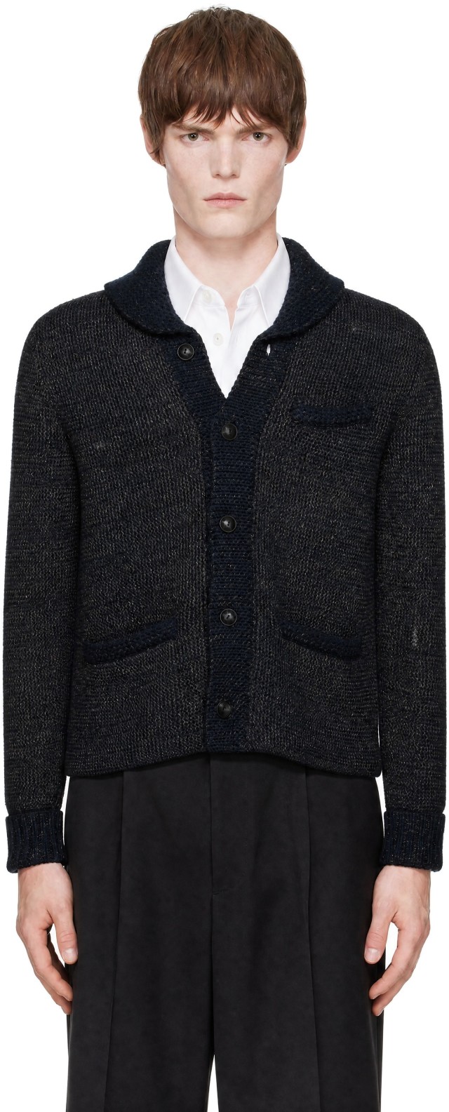 RRL: ネイビー Wool Shawl カーディガン | SSENSE 日本