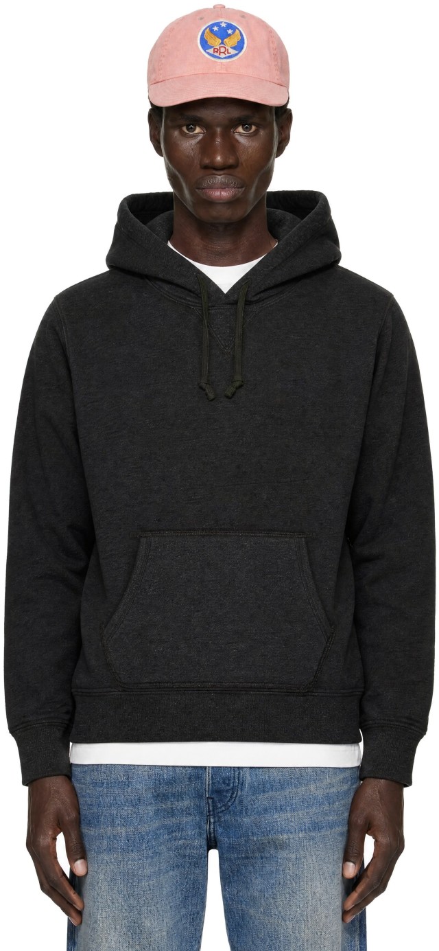 RRL: Gray French Terry Hoodie | SSENSE